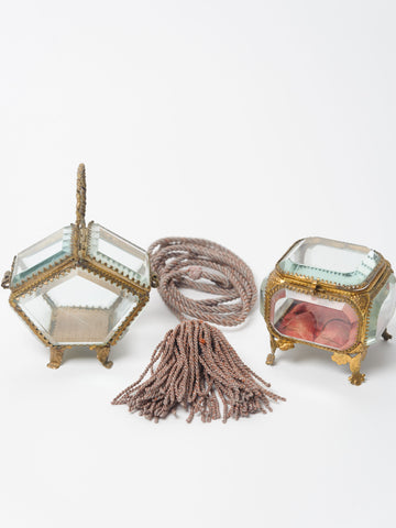 Antique French Bevelled Glass Jewellery Caskets