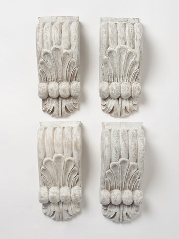 Vintage French painted hand carved wooden corbels