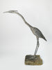 Amazing antique lead heron on stone stand plinth