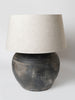 Beautiful Black grey jar table lamp with linen lampshade