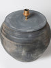 Beautiful Black grey jar table lamp with linen lampshade