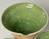 Hungarian terracotta nesting bowls with pouring spouts, green glaze
