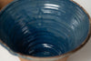 Hungarian terracotta nesting bowls with pouring spouts with blue glaze