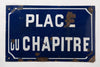 Vintage French enamel cobalt blue and white domed street sign