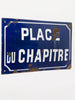 Vintage French enamel cobalt blue and white domed street sign