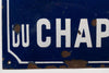 Vintage French enamel cobalt blue and white domed street sign