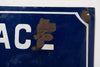 Vintage French enamel cobalt blue and white domed street sign