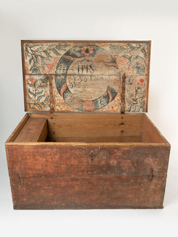 Huge antique Swedish 18th century marriage chest
