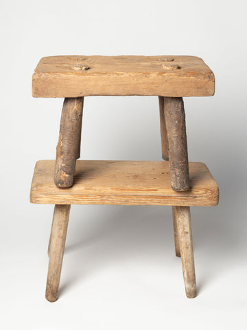Antique Swedish folk art primitive milking stools