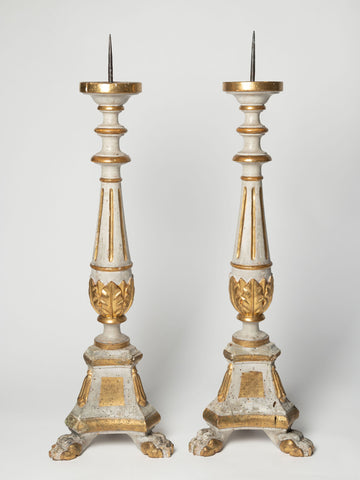 Pair Antique 19th Century French Altar Candlesticks