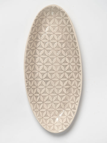 Wonki ware Small Bamboo platter in warm grey pattern