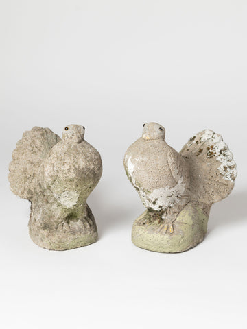 Pair Vintage French Stone doves, circa 1950's