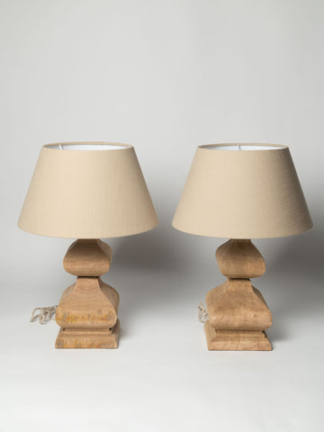 Beautiful handcrafted wooden table lamps with linen shades