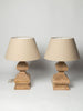 Beautiful handcrafted wooden table lamps with linen shades