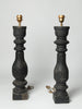 Beautiful black balustrade table lamps with natural linen shades