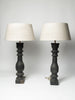 Beautiful black balustrade table lamps with natural linen shades