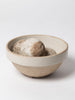 Antique French Stoneware dairy bowl with ivory glaze from Digoin