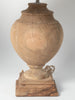 Large handcrafted wooden table lamps with linen shades
