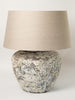 Beautiful Large Barnacled texture jar lamp with linen shade