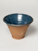 Hungarian terracotta nesting bowls with pouring spouts with blue glaze