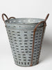 Vintage Olive galvanised metal baskets