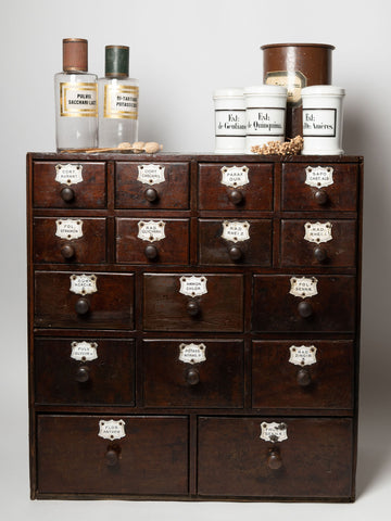 Antique 19th Century medical botany apothecary drawers