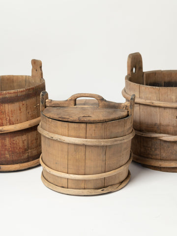 Authentic antique Swedish rustic wooden milk tubs