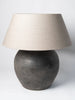 Beautiful Black Pottery jar lamp with natural linen shade