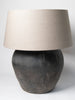 Beautiful Black pottery jar lamp with natural linen shade