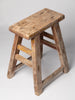 Rustic antique elm wooden stool