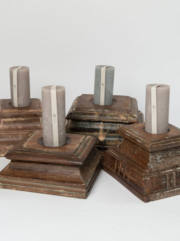 Salvaged Indian Pillar Base Candle holders