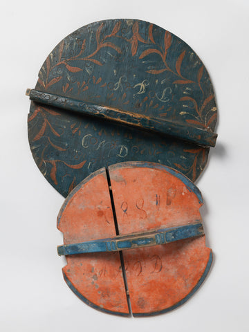 Antique 19th Century Swedish wooden grain tub lids
