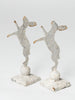Handcrafted miniature metal boxing hares on stands