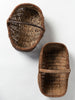 Collection Vintage French handwoven walnut baskets