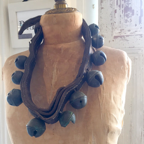 Antique French Sleigh Bells with Leather Strap