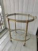 Mid Century French Brass Oval Drinks trolley/ Bar cart