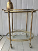 Mid Century French Brass Oval Drinks trolley/ Bar cart