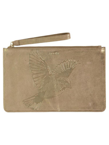 Embossed Splinter Bird clutch - Gold