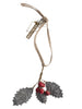 Walther & Co metal holly branch hanging decoration 13cm