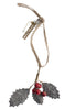 Walther & Co metal holly branch hanging decoration 13cm