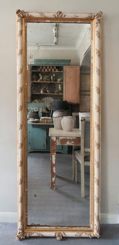 Antique French Gilt and Decorative Gesso Full Length Mirror
