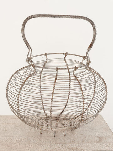 Large Vintage French Wire Egg Basket - Decorative Antiques UK