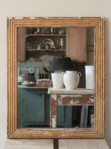 Early 19th Century French reeded Mirror with Mercury Glass