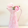 Antique French Pink and White Enamel Pitcher Jug