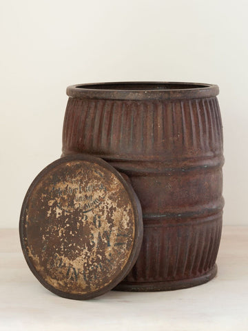 Collection Vintage German Iron Lidded Barrels