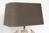 Beautiful Large Metal Balustrade Table Lamps with Grey Linen Shades