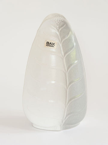 Mid Century West German Grey and Ivory Fluted Vase by Bay Keramic