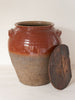 Large Vintage French Semi Glazed Stoneware Crock with original lid - Decorative Antiques UK  - 3