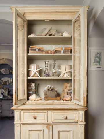 Antique 19th Century French Buffet deux corps/Glazed dresser in original paint