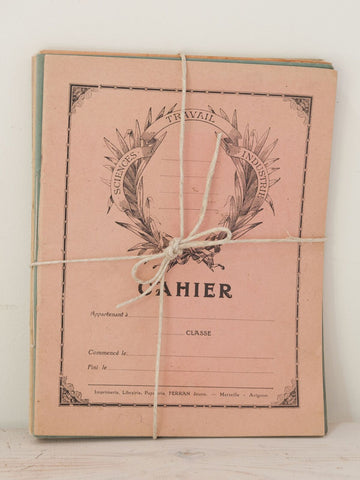 Set 6 Antique French Cahier/Exercise Books